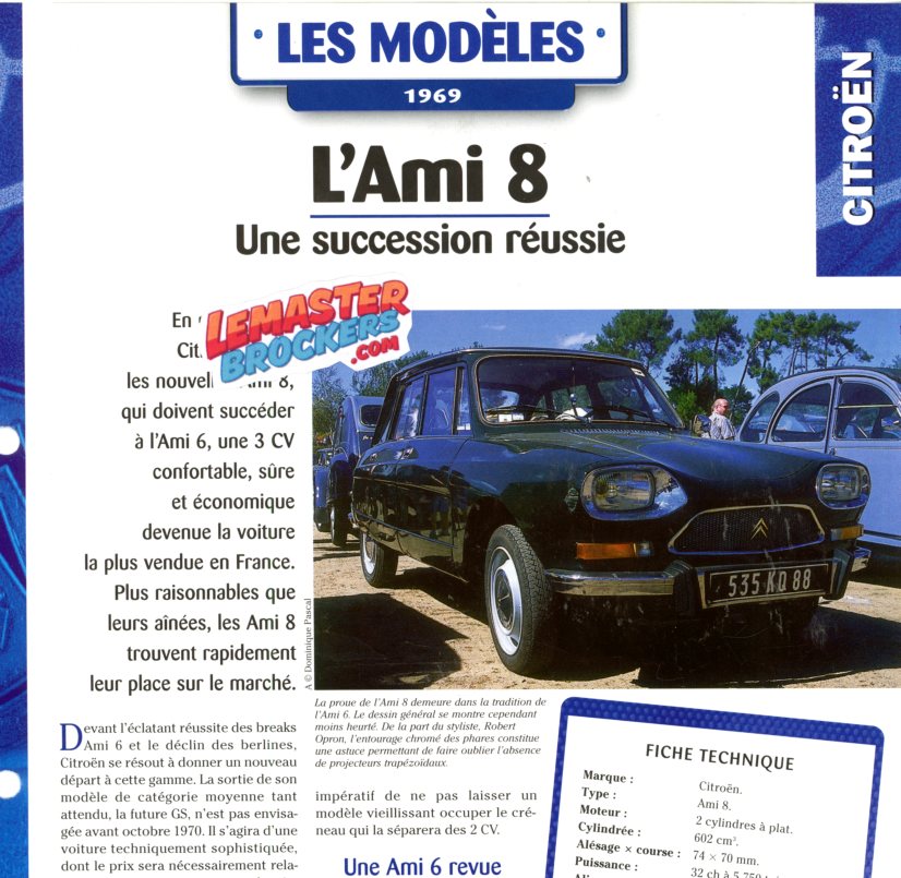 FICHE AUTO CITROEN AMI 8 1969
