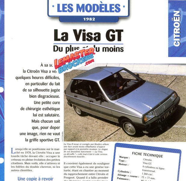 FICHE AUTO CITROEN VISA GT 1982