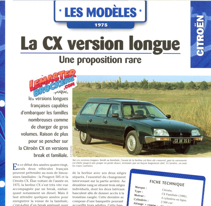 FICHE AUTO CITROEN CX BREAK 1975