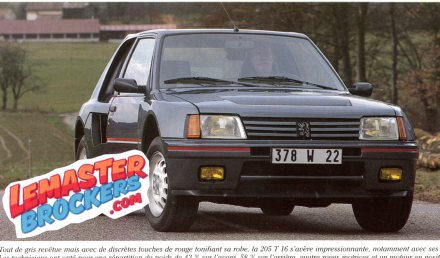 FICHE AUTO PEUGEOT 205T16