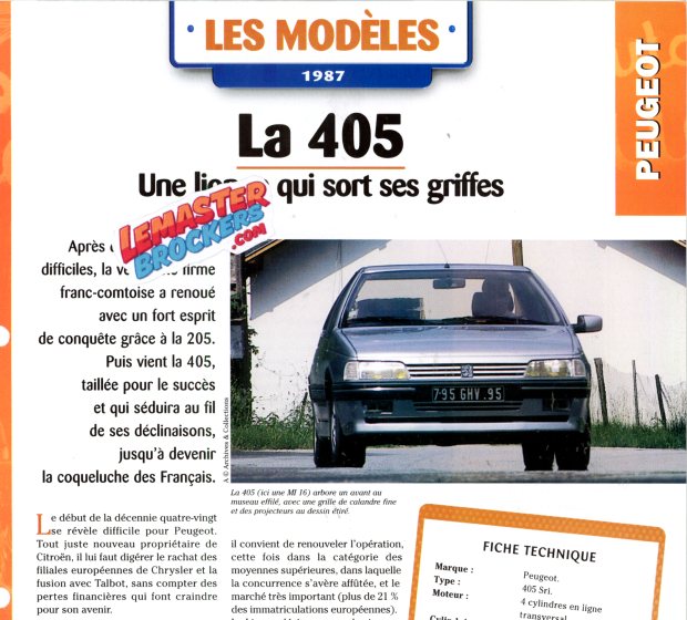 FICHE AUTO PEUGEOT 405 1987