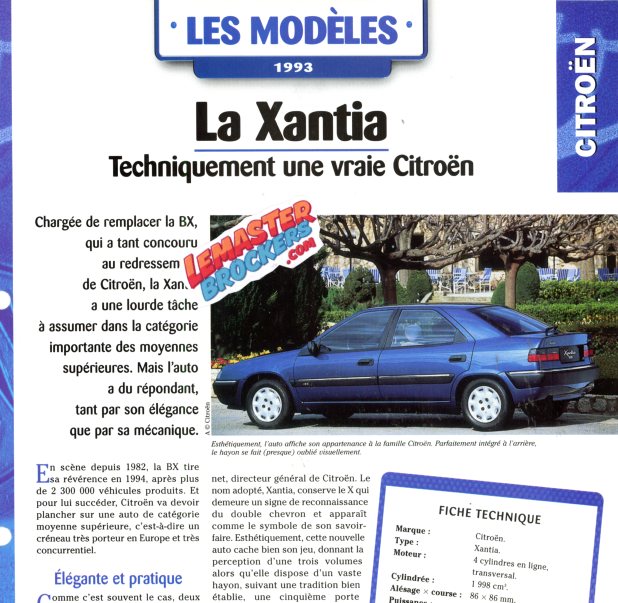 FICHE AUTO CITROEN XANTIA 1993