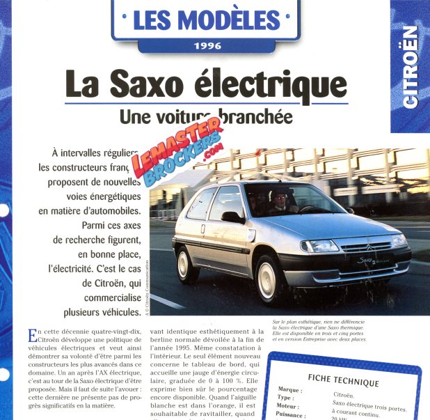 FICHE AUTO CITROEN SAXO ELECTRIQUE 1996