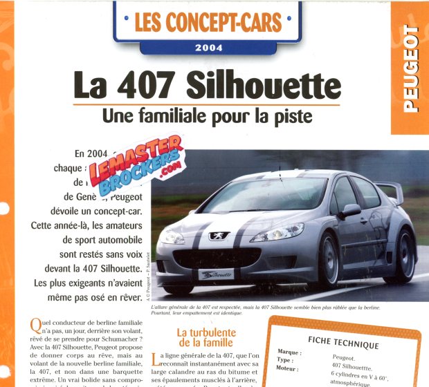 FICHE AUTO PEUGEOT 407 SILHOUETTE 2004