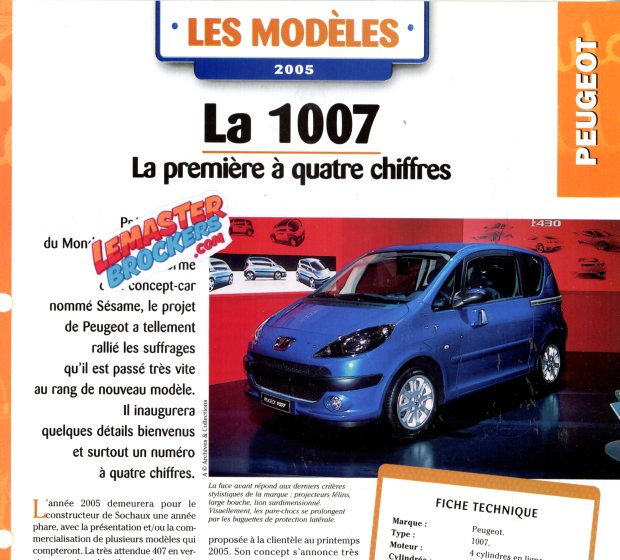 FICHE AUTO PEUGEOT 1007 2005