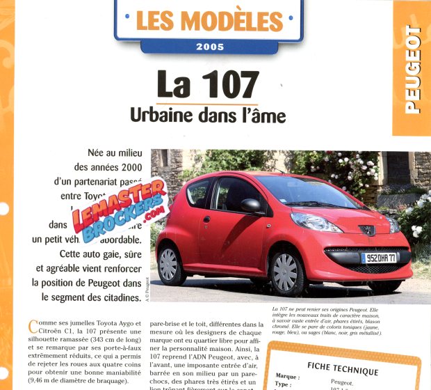 FICHE AUTO PEUGEOT 107 2005