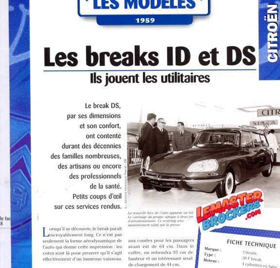 FICHE AUTO CITROEN ID ET DS BREAK 1959