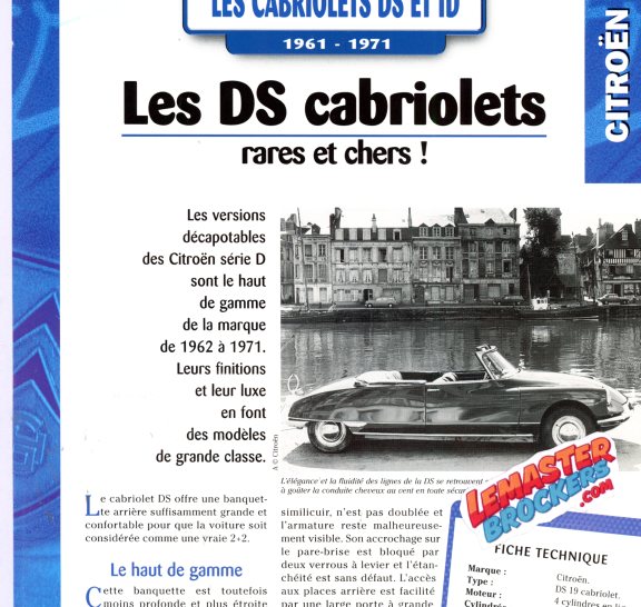 FICHE AUTO CITROEN DS CABRIOLET 1961-1971