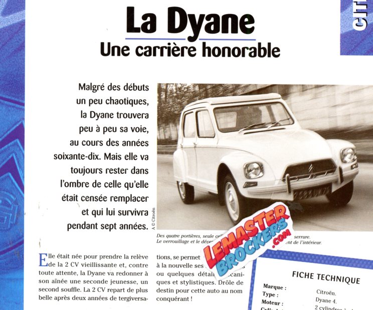 FICHE TECHNIQUE CITROEN DYANE 1967