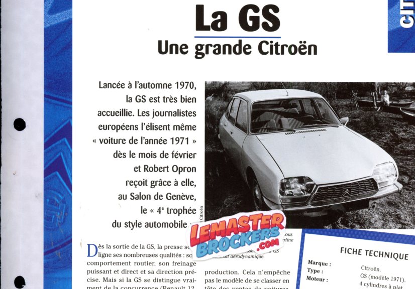 FICHE TECHNIQUE CITROEN GS 1971