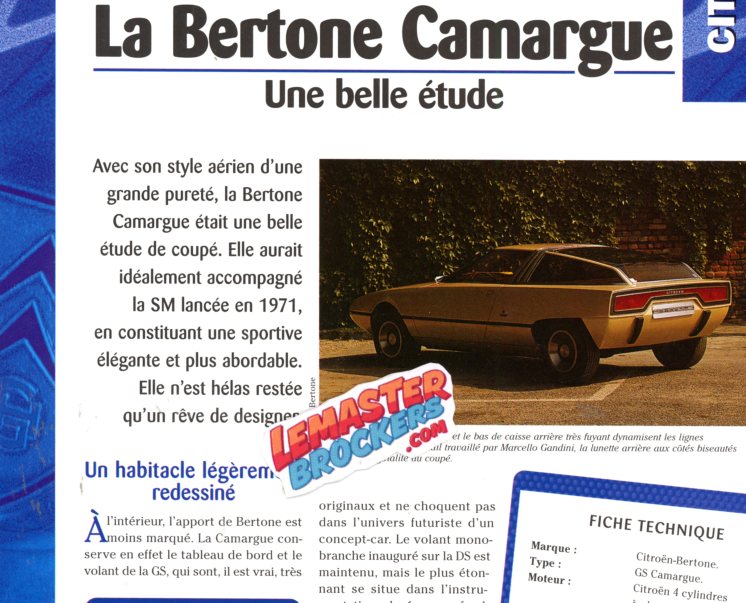 FICHE TECHNIQUE CITROEN BERTONE CAMARGUE 1972