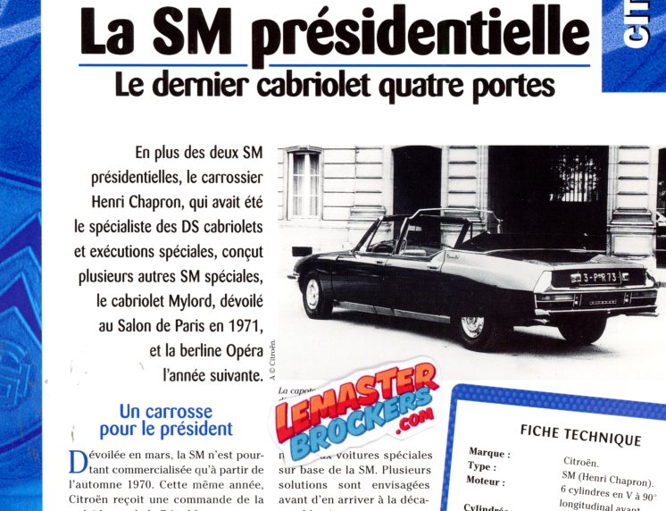 FICHE TECHNIQUE CITROEN SM 1972 (HENRI CHAPRON)