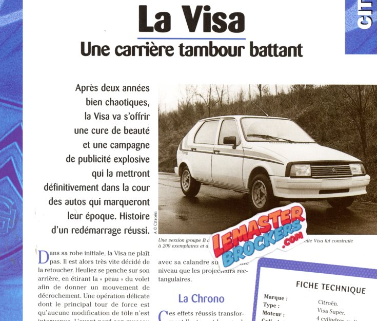 FICHE TECHNIQUE CITROEN VISA 1979