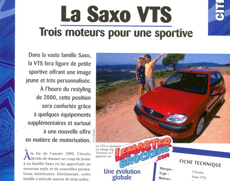 FICHE TECHNIQUE CITROEN SAXO VTS 1996