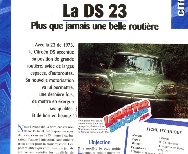 FICHE TECHNIQUE CITROEN DS23 1973