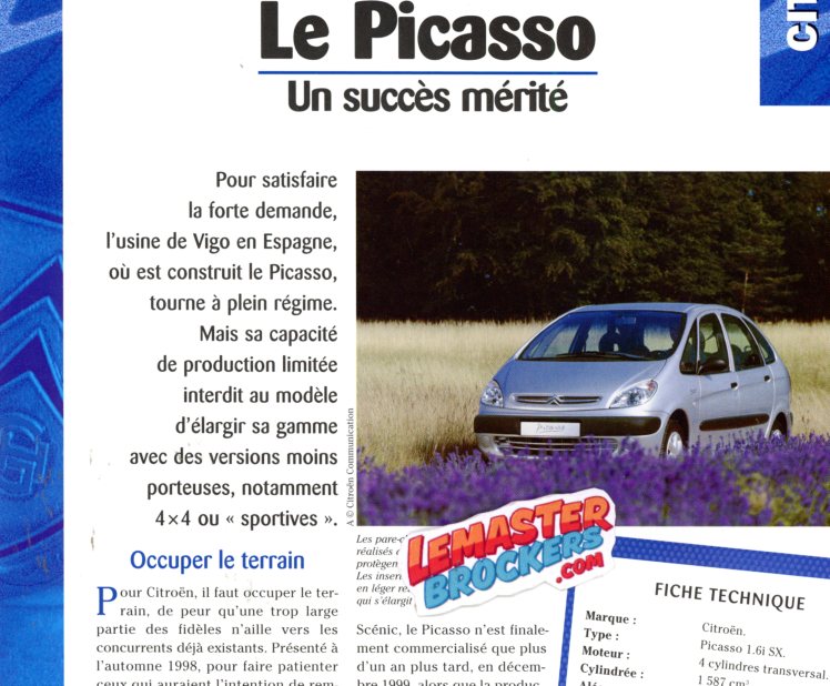 FICHE TECHNIQUE CITROEN PICASSO 1999