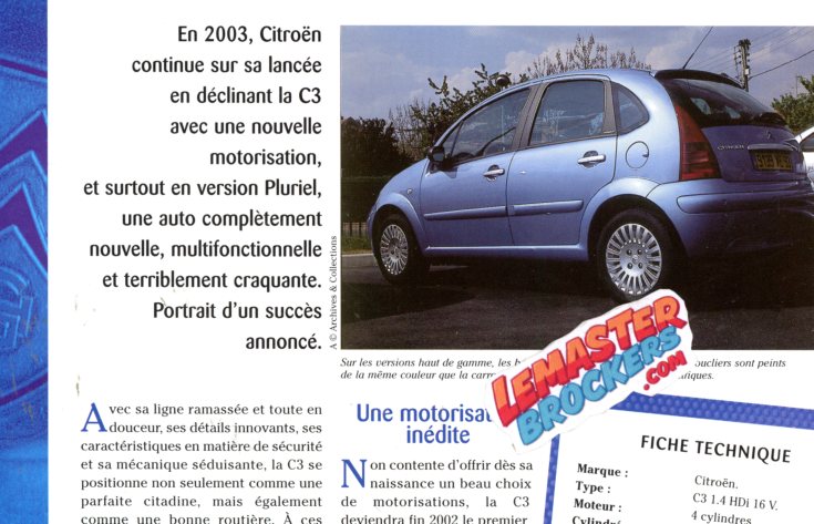 FICHE TECHNIQUE CITROEN C3 2002