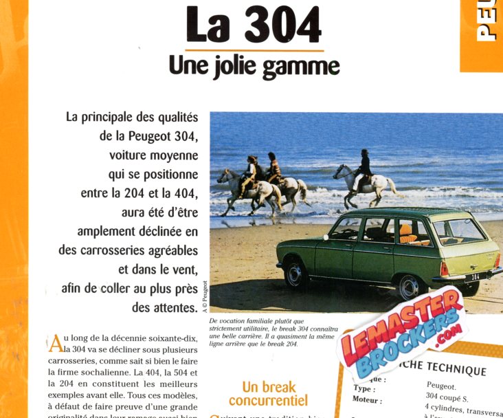 FICHE PEUGEOT 304 LA GAMME 304S