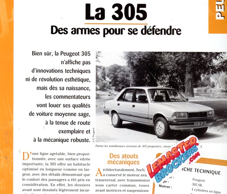 FICHE PEUGEOT 305 - 1978