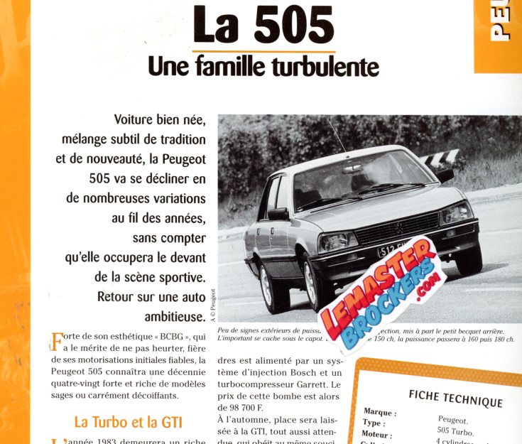 FICHE TECHNIQUE PEUGEOT 505 - 1979