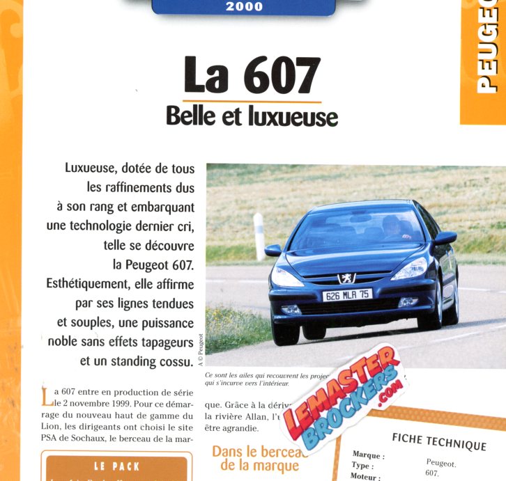 FICHE PEUGEOT 607 - 2000