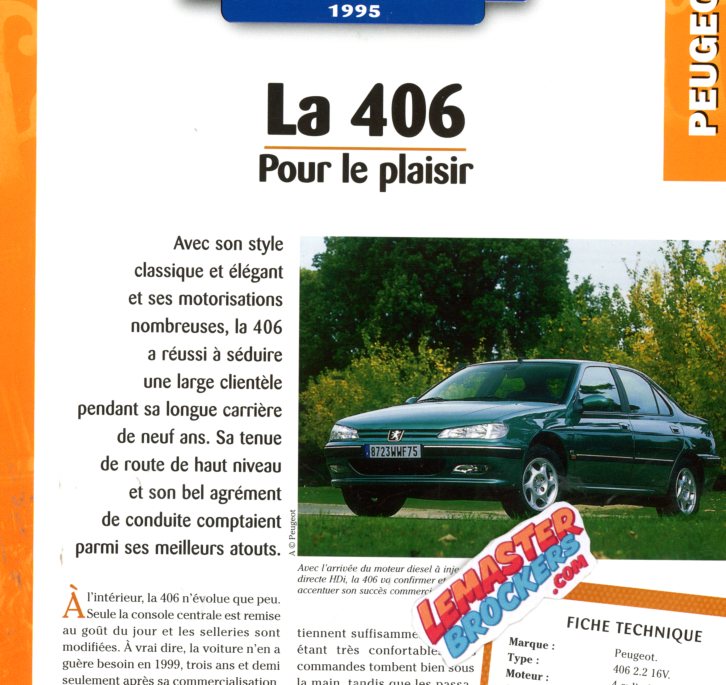FICHE TECHNIQUE PEUGEOT 406 2.2 16V - 1995