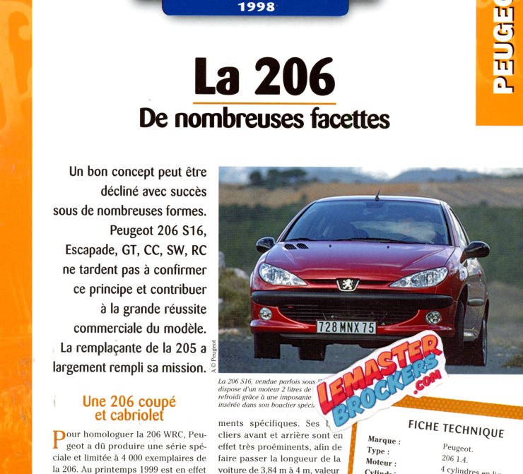 FICHE PEUGEOT 206