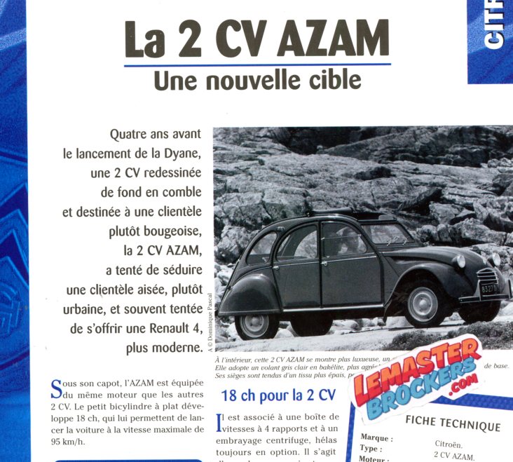 FICHE TECHNIQUE CITROEN 2C AZAM 1966