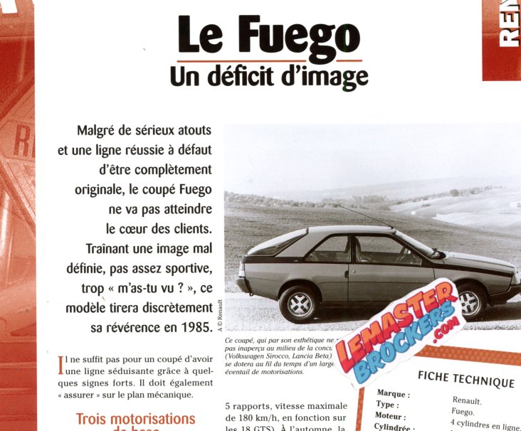 FICHE TECHNIQUE RENAULT FUEGO 1980