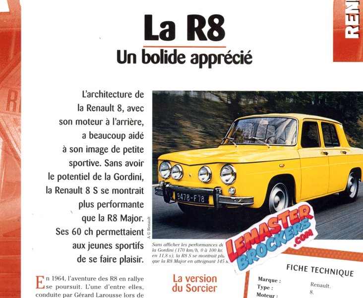 RENAULT 8 GORDINI #89 5th Monte Carlo 1969 J.L.Therier / M.Callewaert