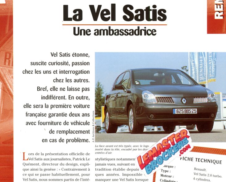 FICHE TECHNIQUE RENAULT VEL SATIS 2002