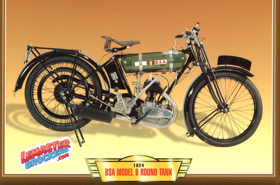 FICHE MOTO BSA MODEL B ROUND TANK 1924