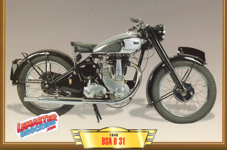 FICHE MOTO BSA B31 1946