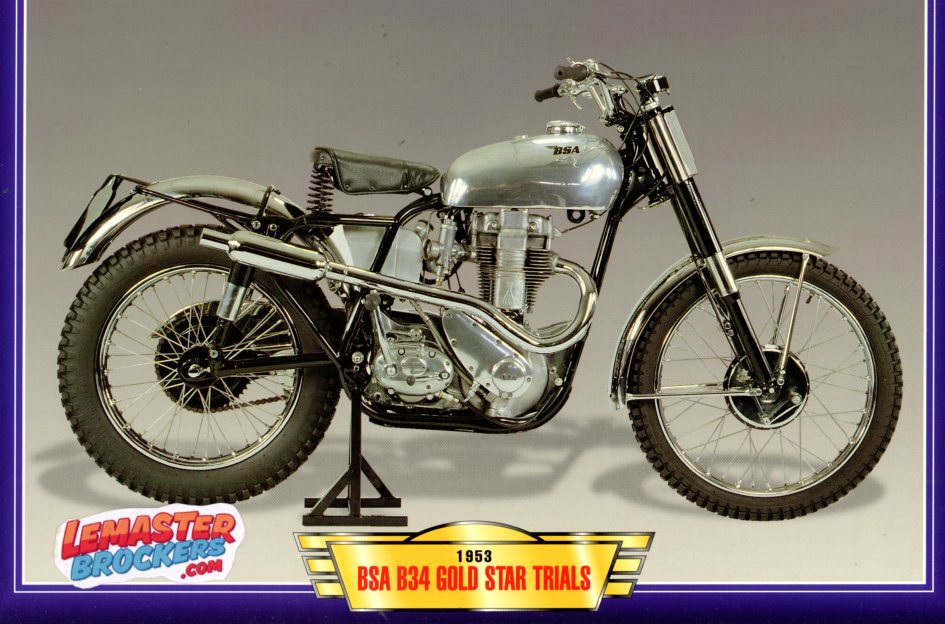 FICHE MOTO BSA B34 GOLD STAR TRIALS 1953