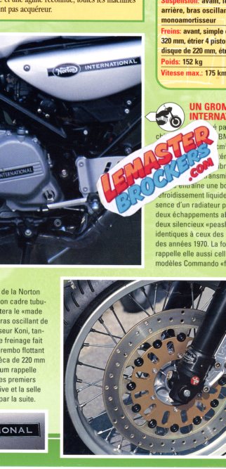 FICHE MOTO NORTON C852 INTERNATIONAL 1998