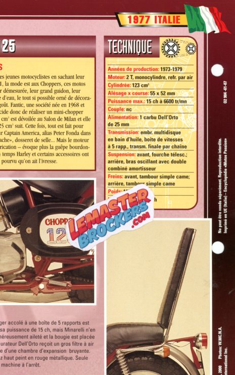 FICHE MOTO FANTIC CHOPPER 125 1977
