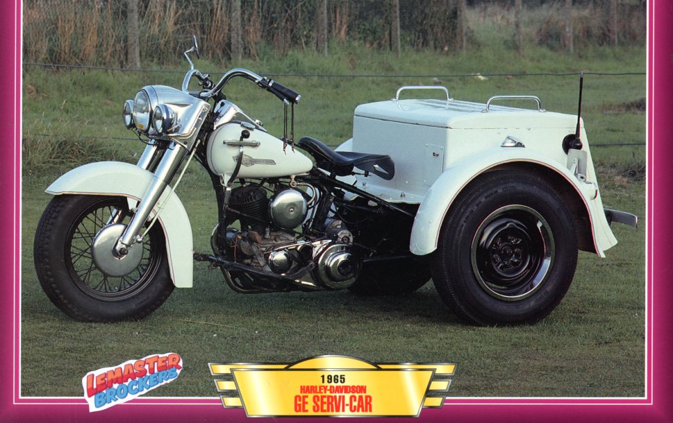 FICHE MOTO HARLEY-DAVIDSON GE SERVI-CAR 1965 TRICYCLE