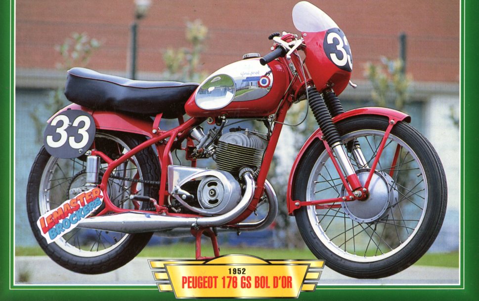 FICHE MOTO PEUGEOT 176 GS BOL DOR 1952