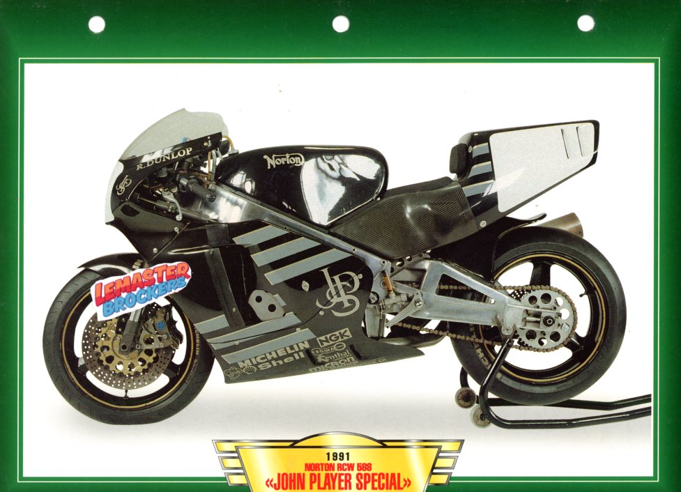 FICHE MOTO NORTON RCW 588 1991 JOHN PLAYER SPECIAL