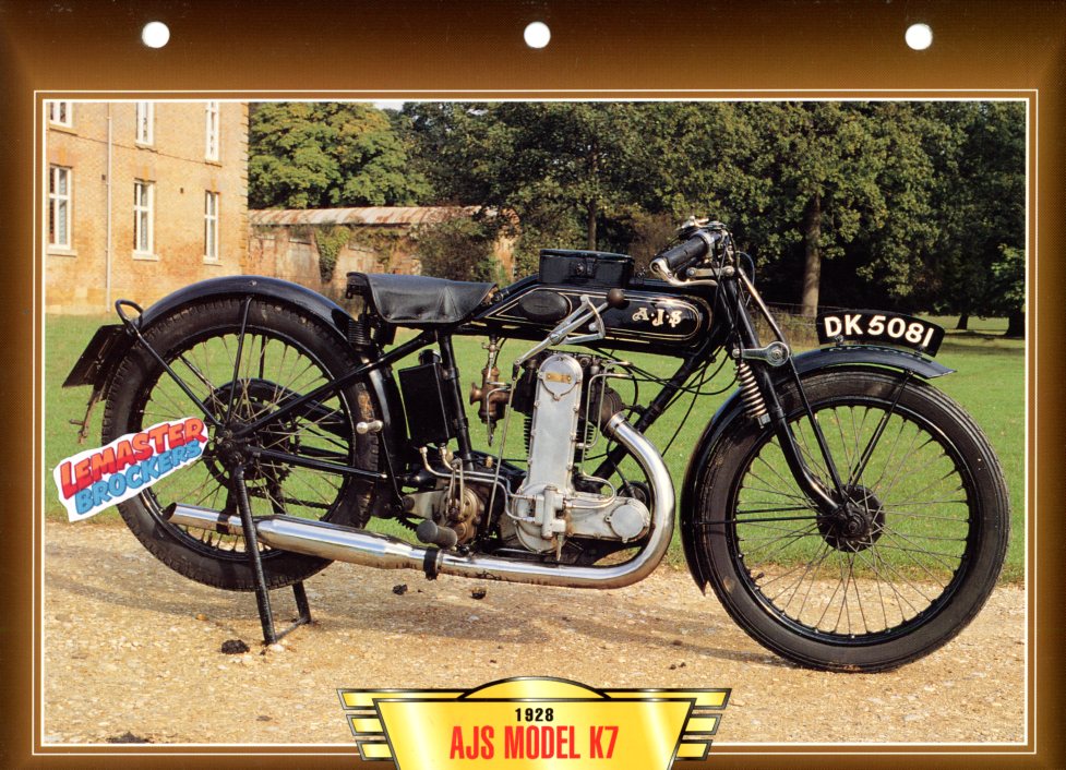 FICHE MOTO AJS 350cc K7 1928
