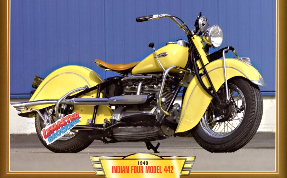 FICHE MOTO INDIAN FOUR 1265CC MODEL 442 1940