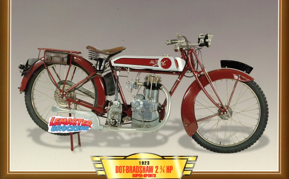 FICHE MOTO DOT-BRADSHAW 2 3/4 HP SUPER-SPORTS 349CC 1923