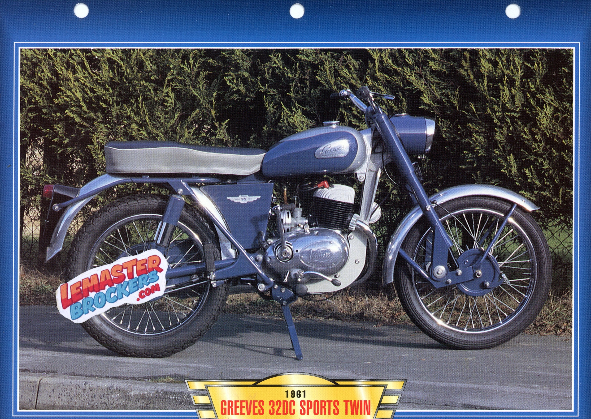 FICHE MOTO GREEVES 32DC SPORTS TWIN 324CC 2T 1961