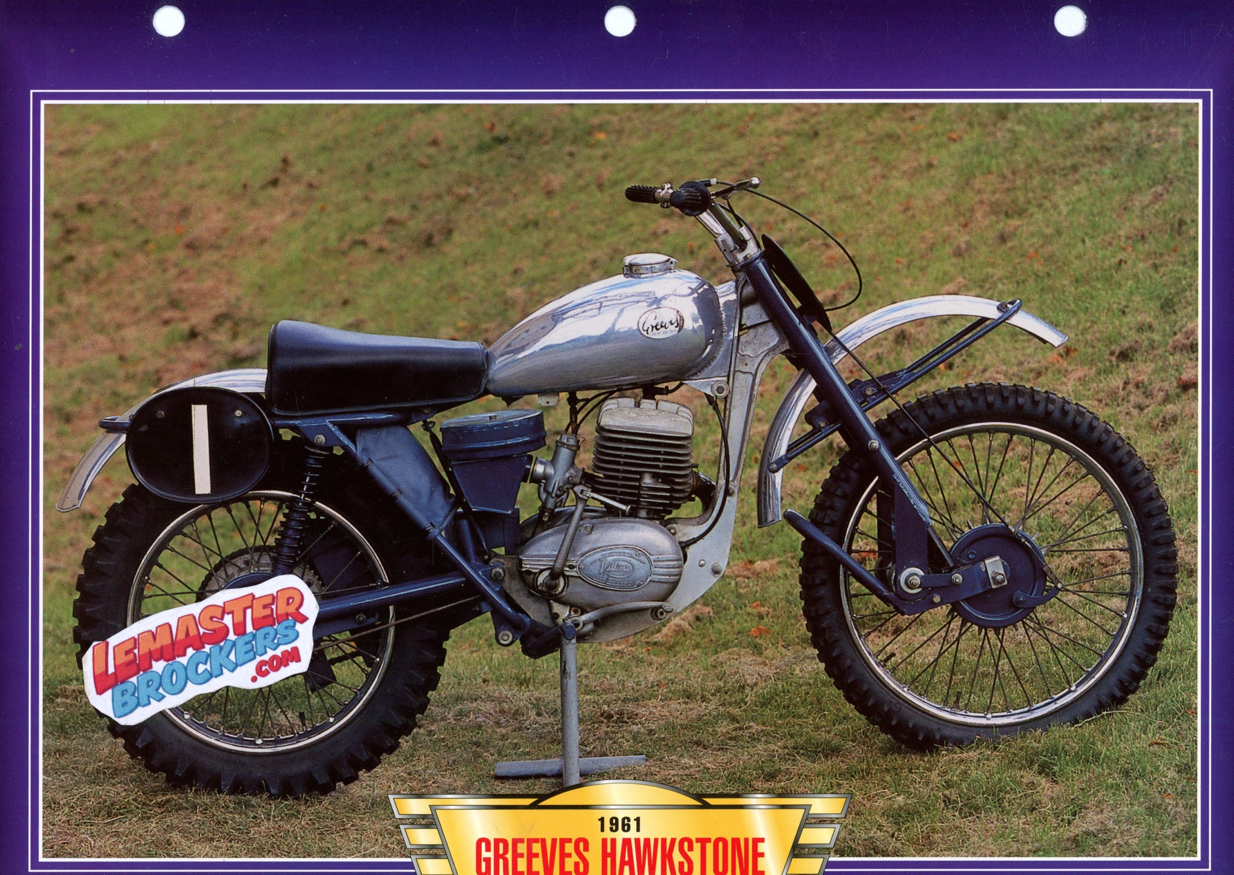 FICHE MOTO TRIAL GREEVES HAWKSTONE 246CC 2T 1961