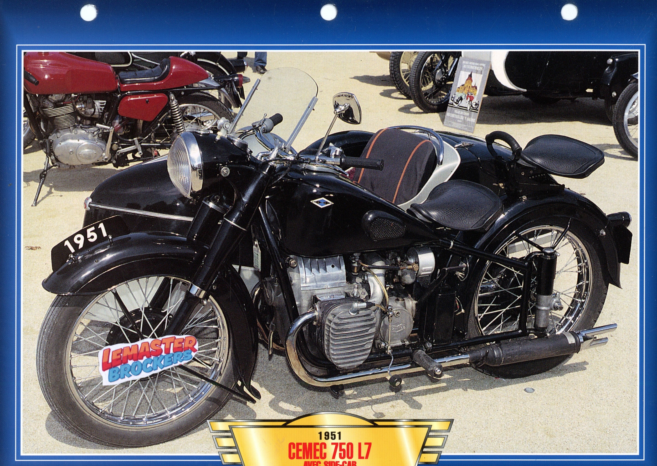 FICHE MOTO CEMEC 750 L7 AVEC SIDE-CAR 1951