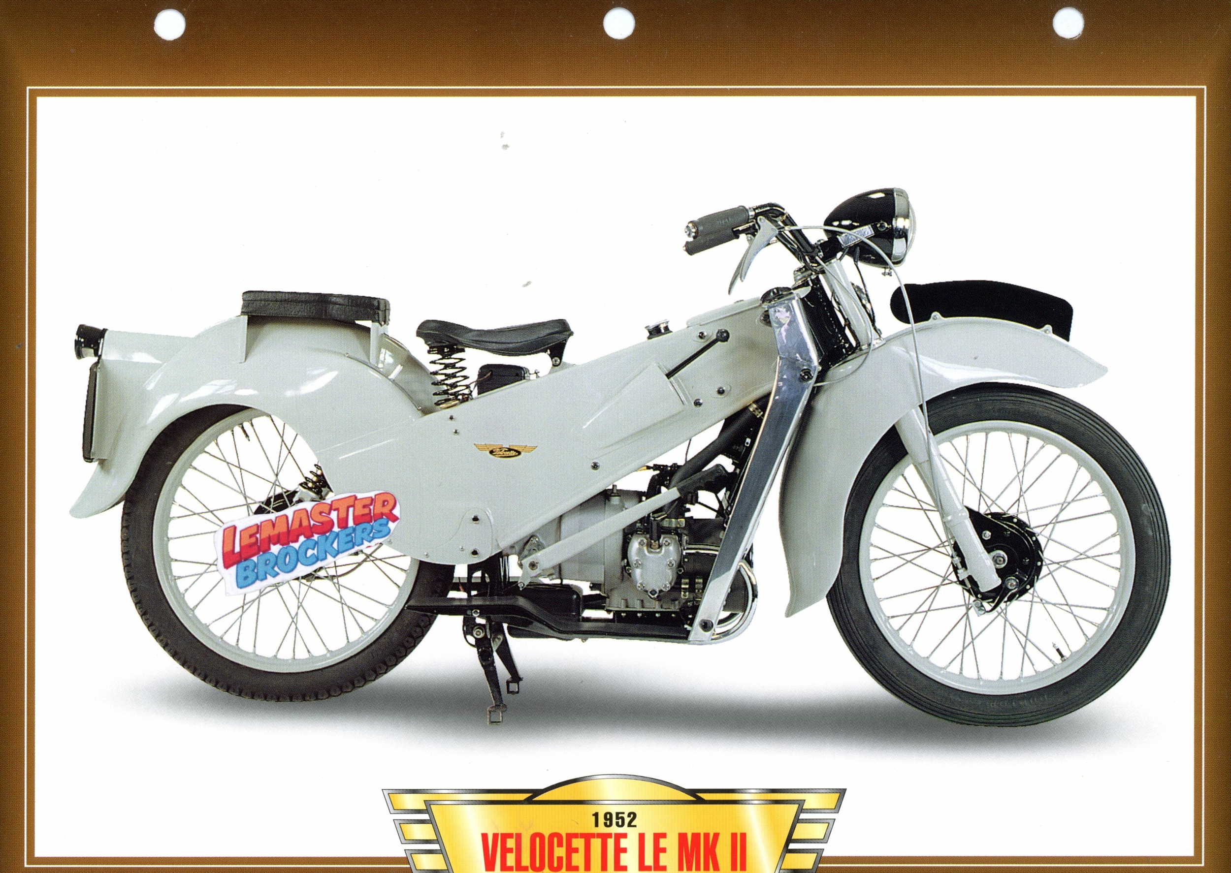 FICHE MOTO VELOCETTE LE MK II 1952