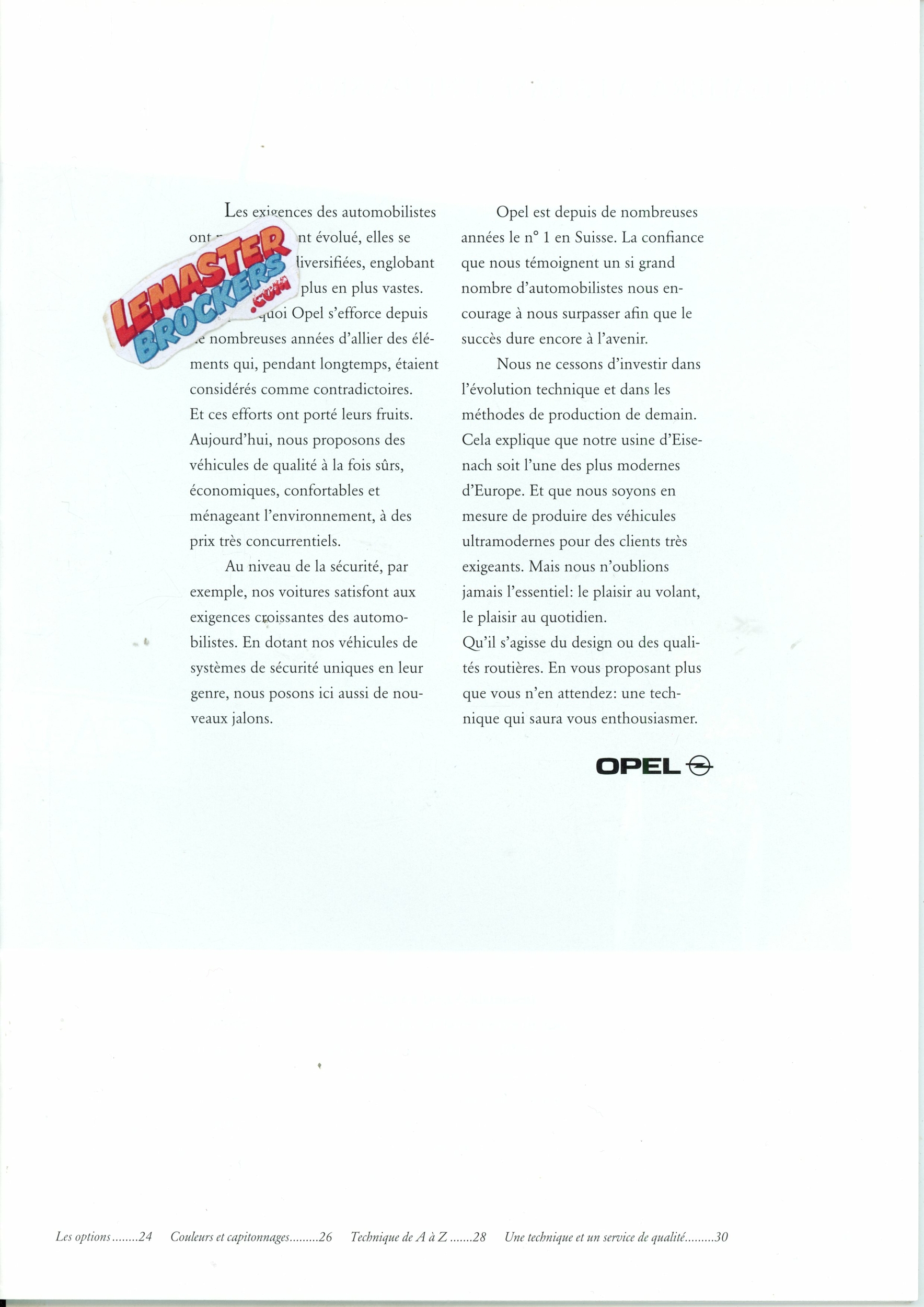 CATALOGUE OPEL CALIBRA V6 2.0 16V 1996