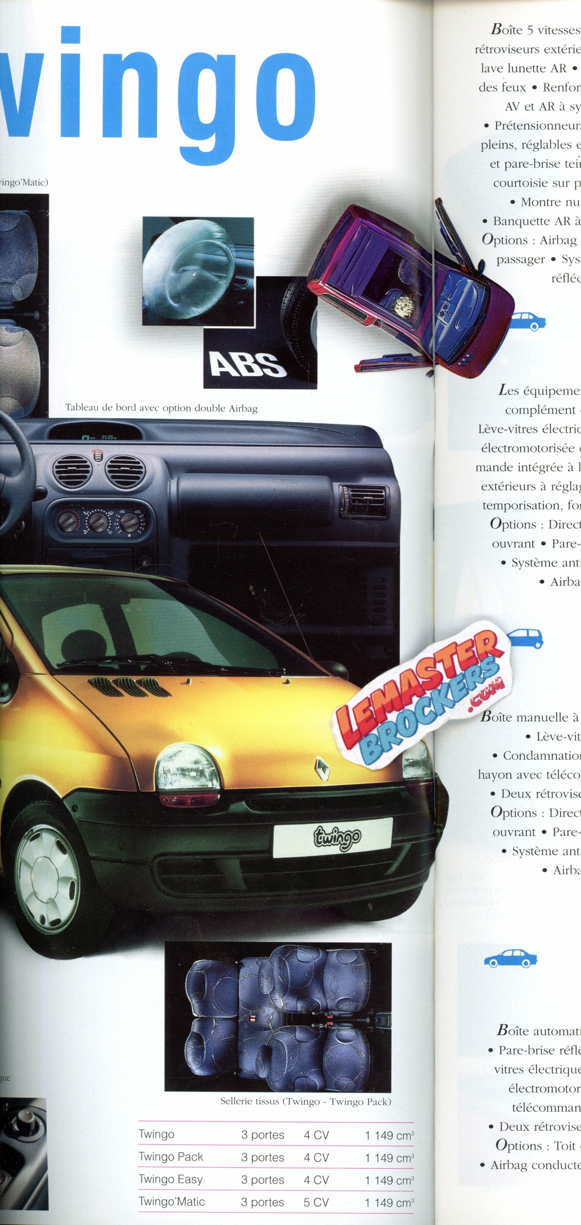 CATALOGUE RENAULT GAMME 1998 TWINGO MEGANE SAFRANCE SPIDER