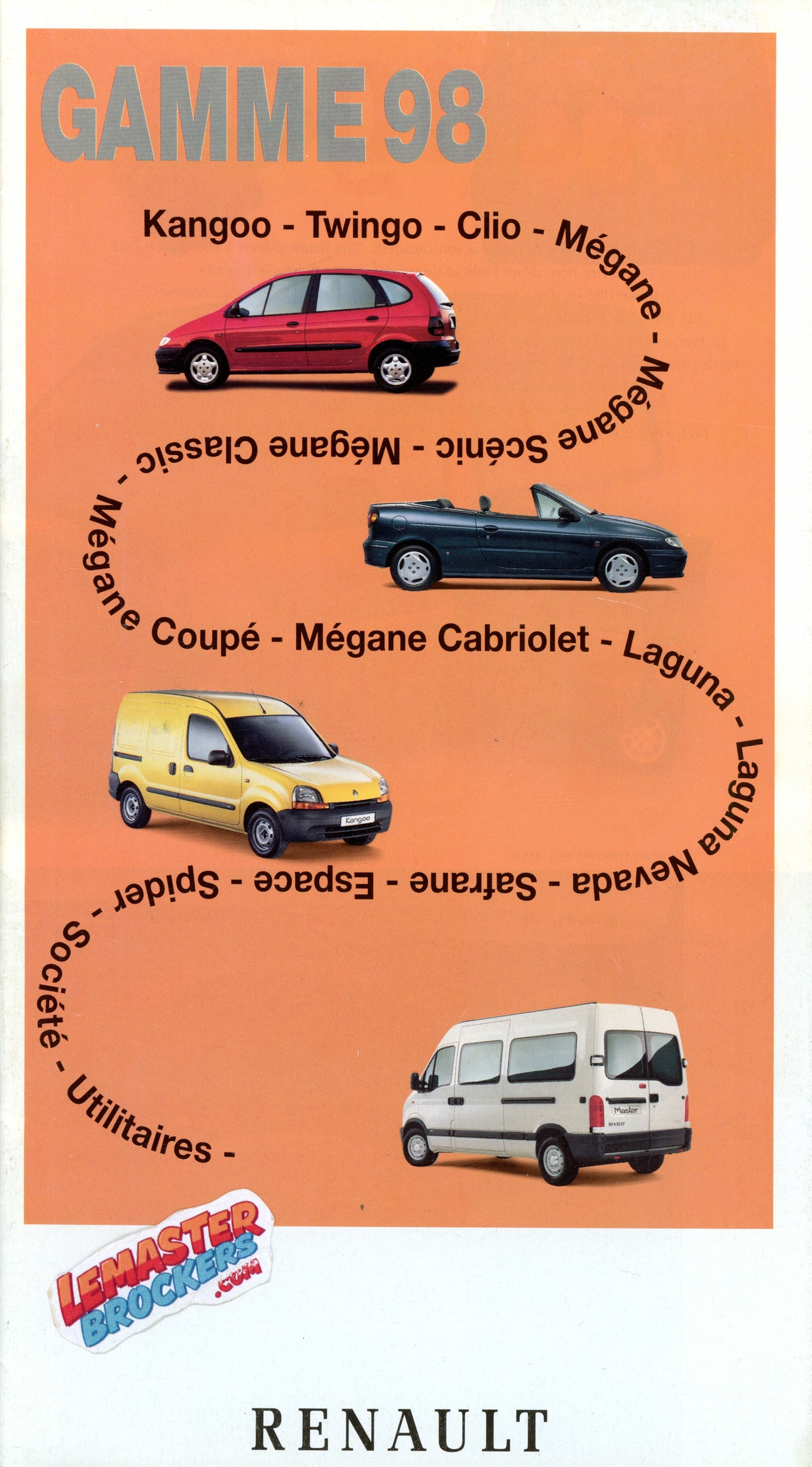 CATALOGUE RENAULT GAMME 1998 TWINGO MEGANE SAFRANCE SPIDER