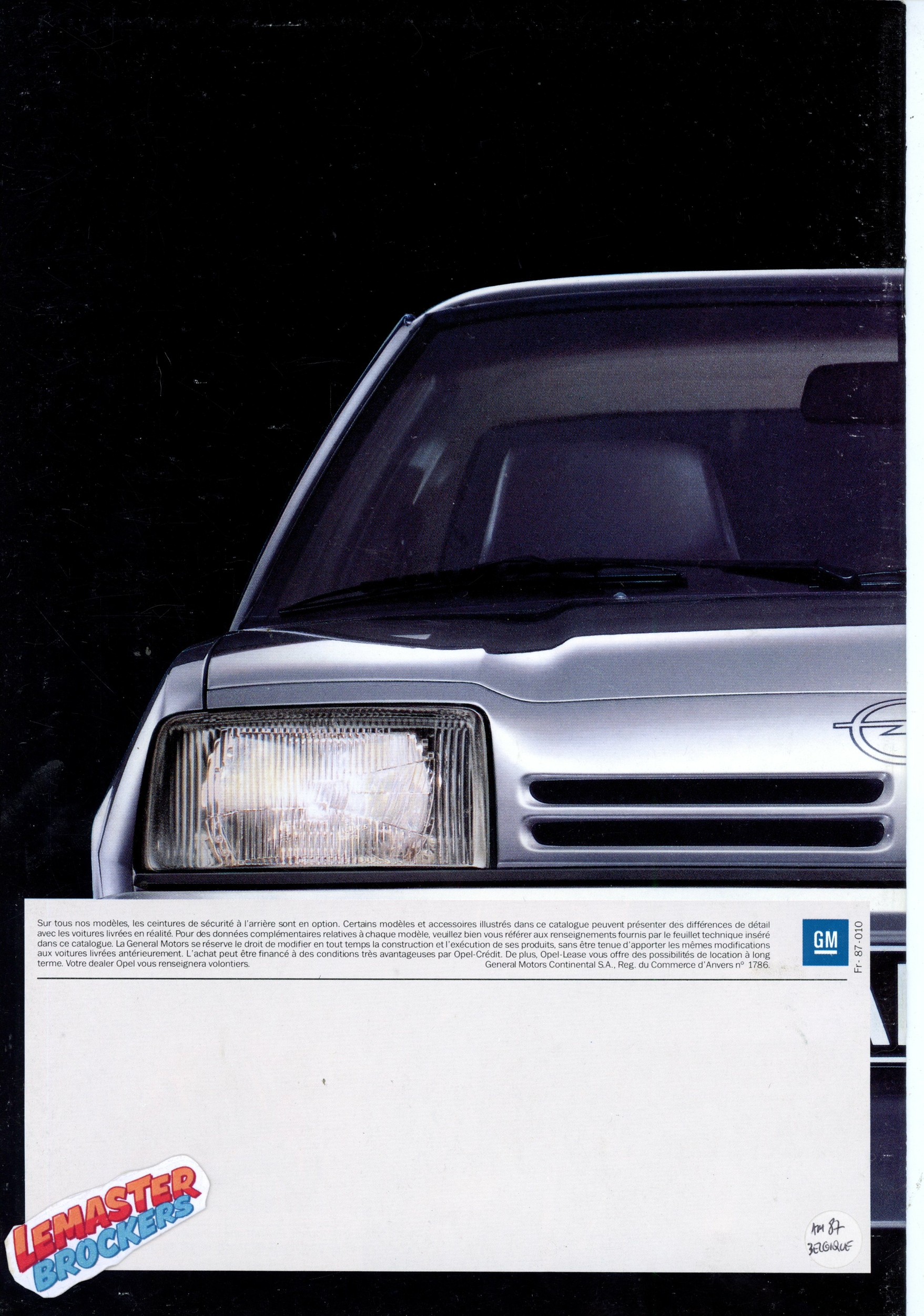 BROCHURE OPEL MANTA GSI GT - 1987